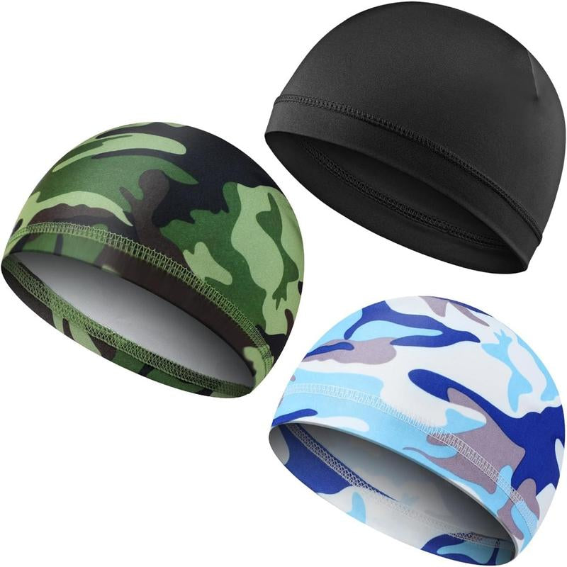 3Pcs Skull Caps Light Lightweight Beanie Hats Moisture Wicking Stretchy Breathable Helmet Liners for Men