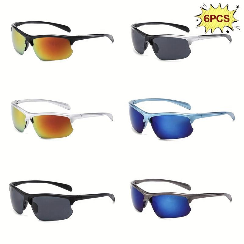6 Pairs Unisex Lightweight Glasses Ideal for Sports Driving Cycling Fishing Hiking Skiing Leisure Commuting Daily Wear Comfortable Fashion Eyewear for Men Women Holiday Gift Halloween Christmas