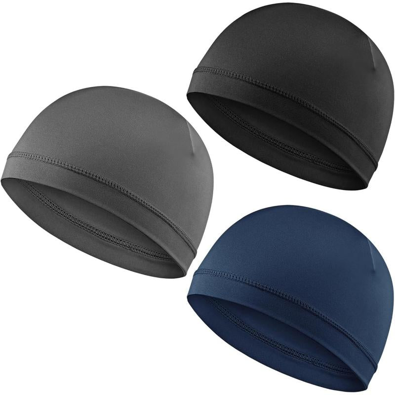 3Pcs Skull Caps Light Lightweight Beanie Hats Moisture Wicking Stretchy Breathable Helmet Liners for Men