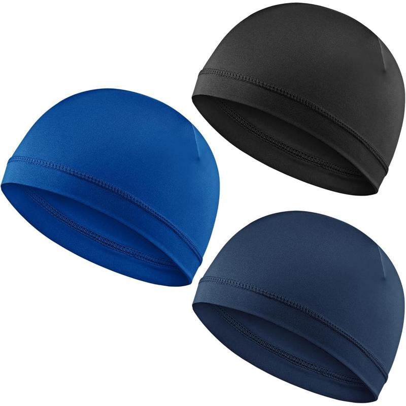 3Pcs Skull Caps Light Lightweight Beanie Hats Moisture Wicking Stretchy Breathable Helmet Liners for Men