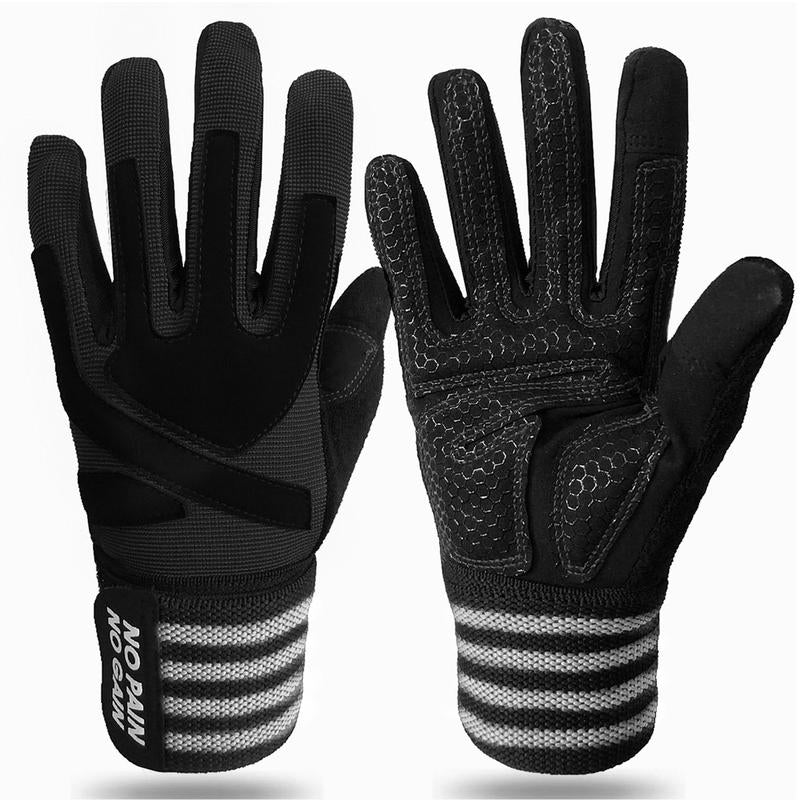 Weightlifting Workout Gloves Full Finger with Wrist Strap Support, Padded Grip for Weight Lifting Gym Fitness Exercise Training Men Male