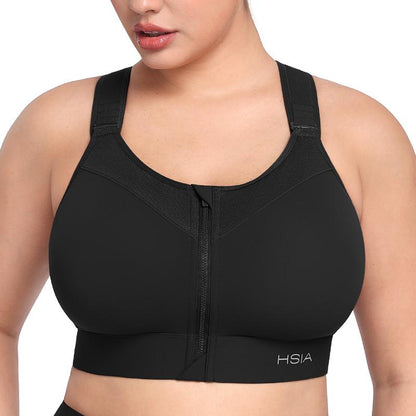 HSIA Powermove High Support Zip Front Sports Bra Wireless No Bounce Adjustable Wide Straps Tiktokshopblackfriday