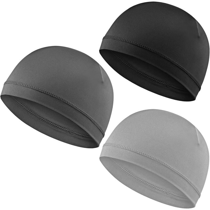 3Pcs Skull Caps Light Lightweight Beanie Hats Moisture Wicking Stretchy Breathable Helmet Liners for Men